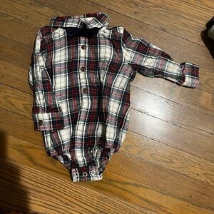 Tommy Bahama Red, Navy & Green Plaid Baby Onesie